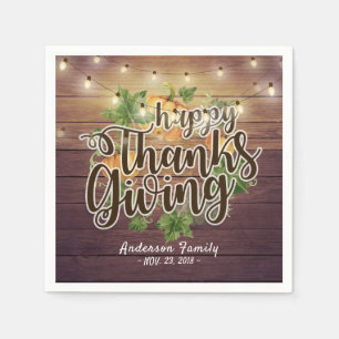 Serviette En Papier Thanksgiving Automne quitte Citrouille String lumi