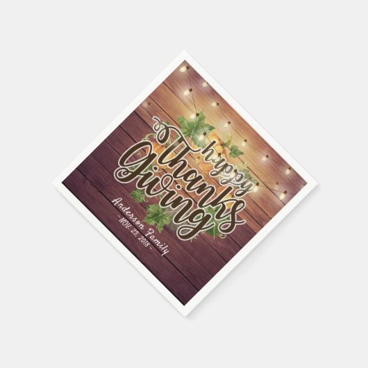 Serviette En Papier Thanksgiving Automne quitte Citrouille String lumi (Coin)