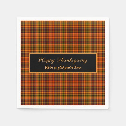 Serviette En Papier Thanksgiving Automne Tartan Plaid Couleurs automne (Devant)