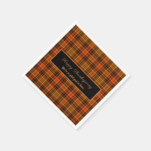 Serviette En Papier Thanksgiving Automne Tartan Plaid Couleurs automne (Coin)