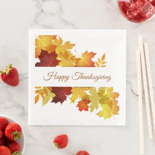 Serviette En Papier Thanksgiving Autumn Leaves Napkin (En situation)