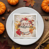 Serviette En Papier Thanksgiving Autumn Wreath With Assorted Foliage