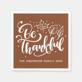 Serviette En Papier Thanksgiving Be Thanksgiving Script Harvest Brown (Devant)