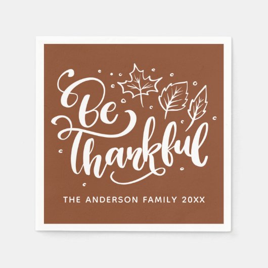 Serviette En Papier Thanksgiving Be Thanksgiving Script Harvest Brown (Devant)
