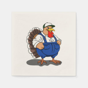 Serviette En Papier Thanksgiving, Cartoon Farmer Turquie,