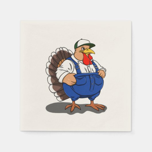 Serviette En Papier Thanksgiving, Cartoon Farmer Turquie, (Devant)
