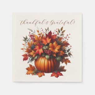 Serviette En Papier Thanksgiving - Citrouille avec feuilles d'automne