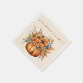 Serviette En Papier Thanksgiving - Citrouille avec Fleurs- (Coin)