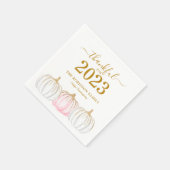 Serviette En Papier Thanksgiving Citrouille Gold Script personnalisé (Coin)