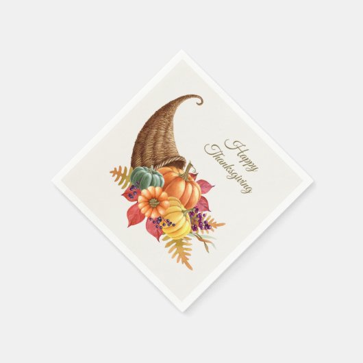 Serviette En Papier Thanksgiving Cornucopia Napkin (Coin)
