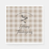 Serviette En Papier Thanksgiving Fall Folid Feuilles Brown Plaid (Devant)