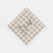 Serviette En Papier Thanksgiving Fall Folid Feuilles Brown Plaid (Coin)
