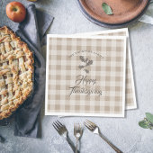 Serviette En Papier Thanksgiving Fall Folid Feuilles Brown Plaid