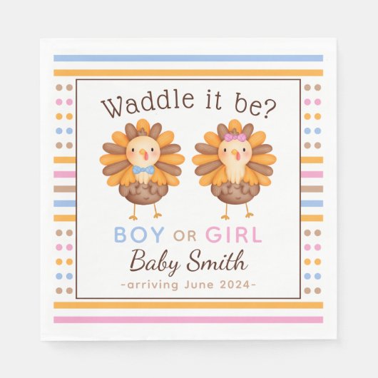 Serviette En Papier Thanksgiving Fall Gender Reveillez Turquie (Devant)