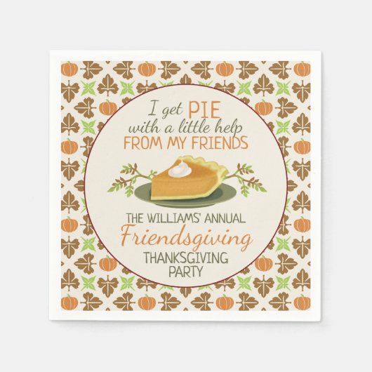 Serviette En Papier Thanksgiving Friendsgiving Party Citrouille Pie Fu (Devant)