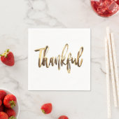 Serviette En Papier Thanksgiving Gold Script Faux élégant (En situation)