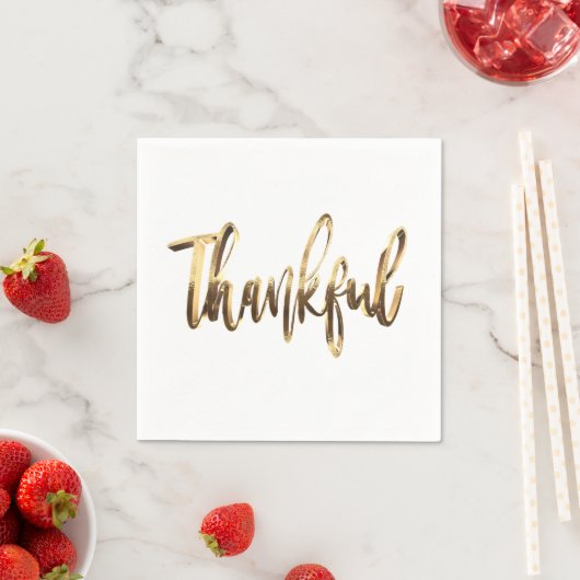 Serviette En Papier Thanksgiving Gold Script Faux élégant (En situation)