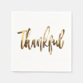 Serviette En Papier Thanksgiving Gold Script Faux élégant (Devant)