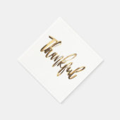 Serviette En Papier Thanksgiving Gold Script Faux élégant (Coin)