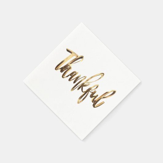 Serviette En Papier Thanksgiving Gold Script Faux élégant (Coin)