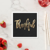 Serviette En Papier Thanksgiving Gold Script Faux élégant (En situation)