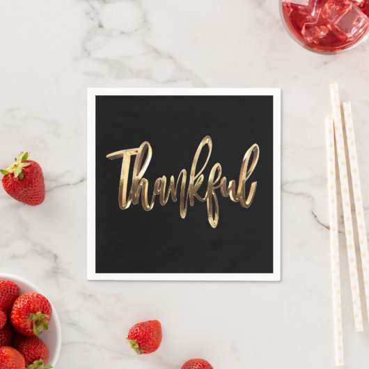 Serviette En Papier Thanksgiving Gold Script Faux élégant (En situation)