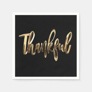 Serviette En Papier Thanksgiving Gold Script Faux élégant