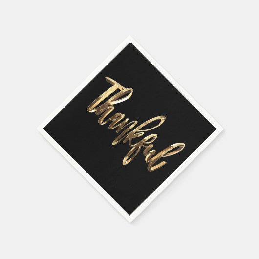 Serviette En Papier Thanksgiving Gold Script Faux élégant (Coin)
