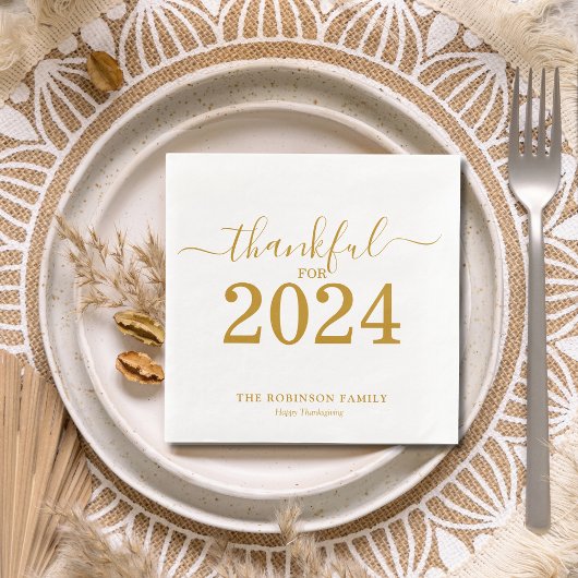 Serviette En Papier Thanksgiving Gold Script Moderne