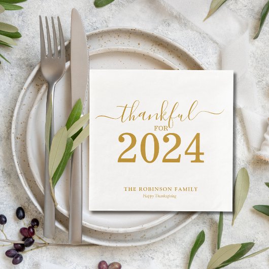 Serviette En Papier Thanksgiving Gold Script Moderne