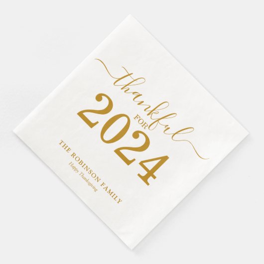 Serviette En Papier Thanksgiving Gold Script Moderne (Coin)