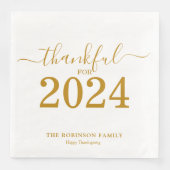 Serviette En Papier Thanksgiving Gold Script Moderne (Devant)