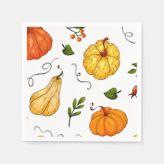 Serviette En Papier Thanksgiving Holiday Fall Citrouille Modern Orange (Devant)