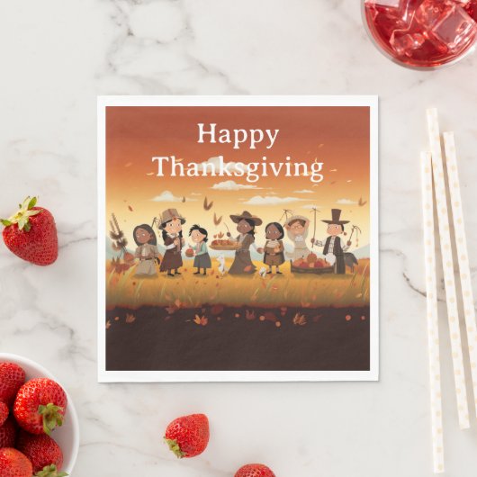 Serviette En Papier Thanksgiving Kids 12 Papier (En situation)