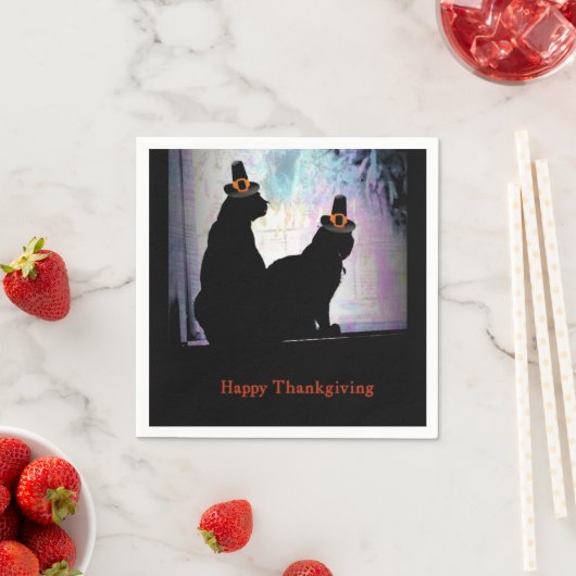 Serviette En Papier Thanksgiving Kitties (En situation)