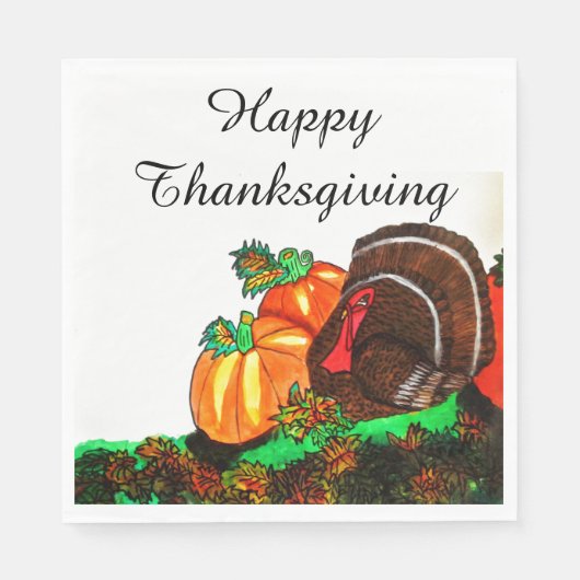 SERVIETTE EN PAPIER THANKSGIVING MAJESTIC TURKEY (Devant)
