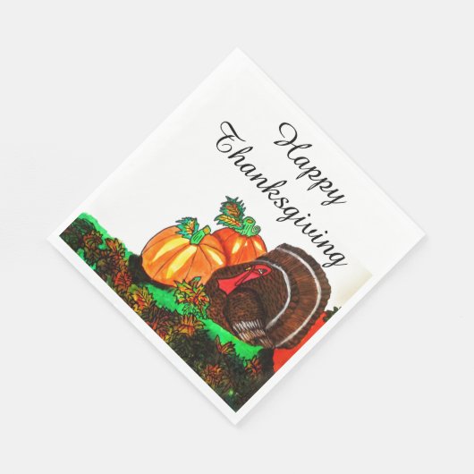 SERVIETTE EN PAPIER THANKSGIVING MAJESTIC TURKEY (Coin)