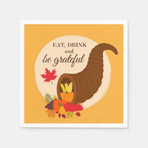 Serviette En Papier Thanksgiving Mange Boire et être Grateful Cornucop