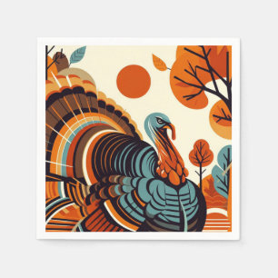 Serviette En Papier Thanksgiving Mid-Century moderne Napkin
