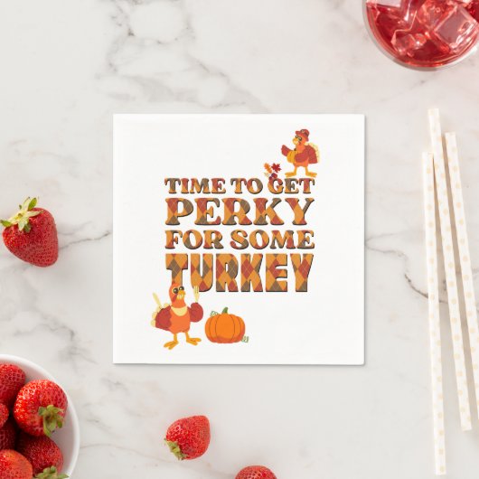 Serviette En Papier Thanksgiving PERKY POUR TURKEY Plaid (En situation)