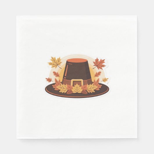 Serviette En Papier Thanksgiving Pilgrim Casquette - Automne Harvest D (Devant)