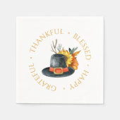 Serviette En Papier Thanksgiving Pilgrim Casquette Citrouille Tourneso (Devant)