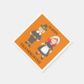Serviette En Papier Thanksgiving Pilgrim Garçon Et Fille (Coin)