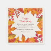Serviette En Papier Thanksgiving Poem Pays Rustique Autumn Foliing (Devant)