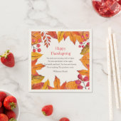 Serviette En Papier Thanksgiving Poem Pays Rustique Autumn Foliing (En situation)