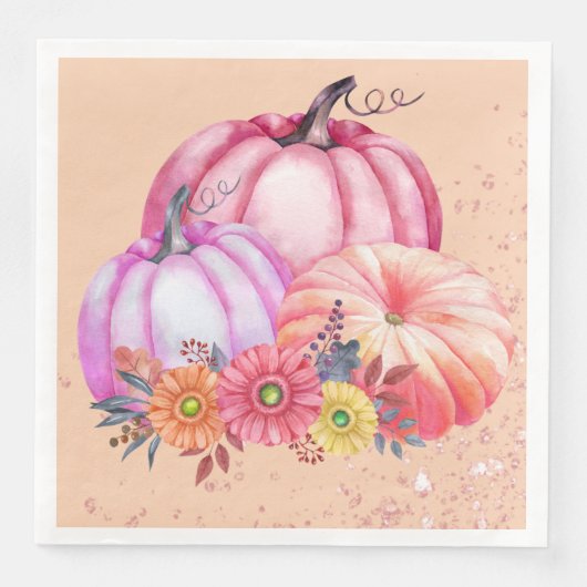 Serviette En Papier Thanksgiving Pumpkin Watercolor Design (Devant)