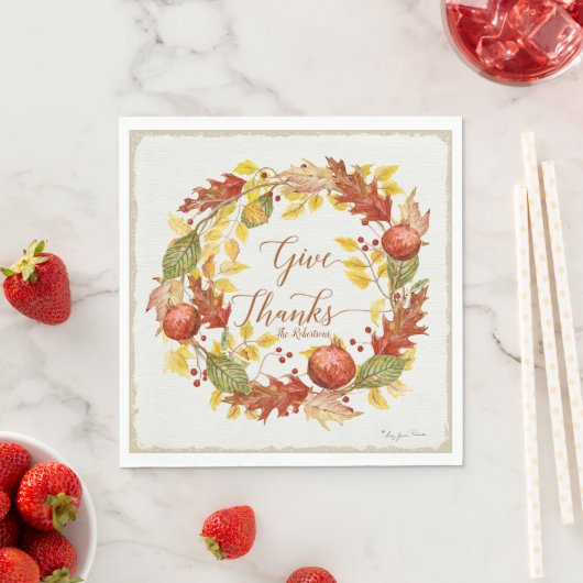 Serviette En Papier Thanksgiving Remerciez Pomegrana Fall Leaves (En situation)