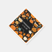 Serviette En Papier Thanksgiving rétro style citrouille érable feuille (Coin)