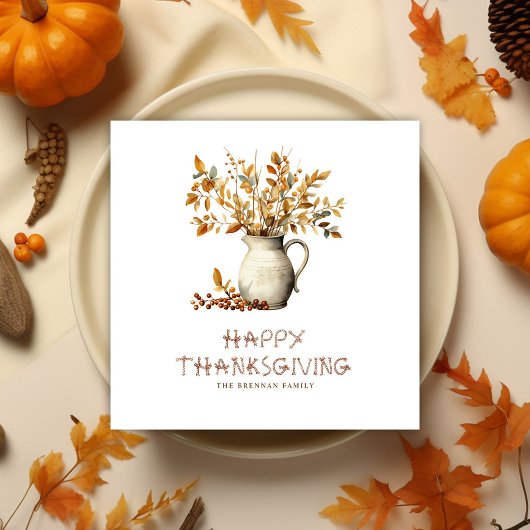 Serviette En Papier Thanksgiving Russe Friendsgiving Dîner Automne