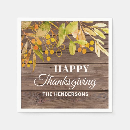 Serviette En Papier Thanksgiving rustique personnalisé (Devant)